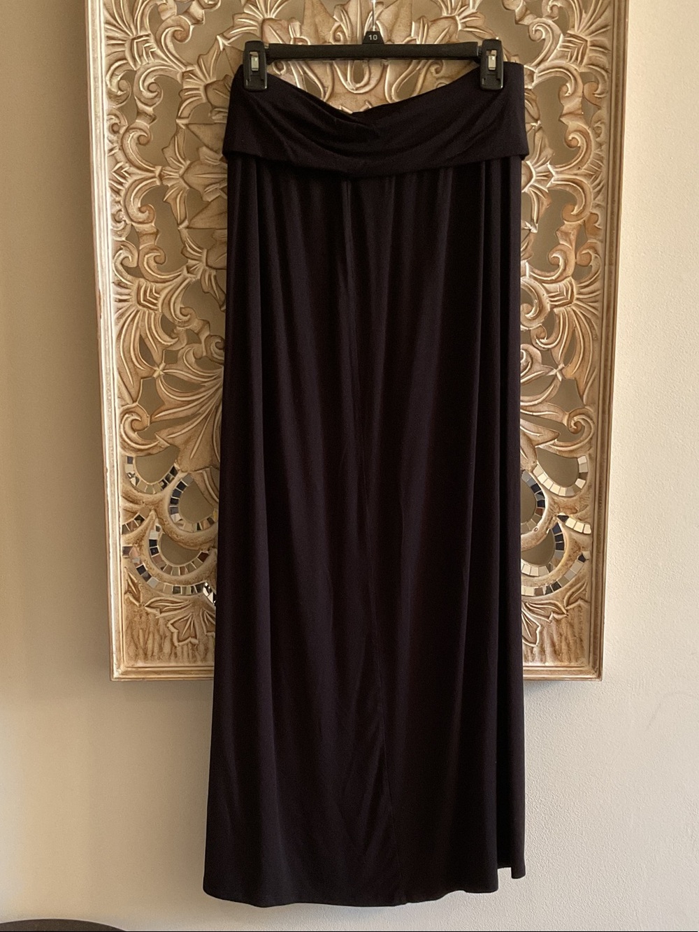 New York & Company Black Fold-Over Waist Maxi Skirt
